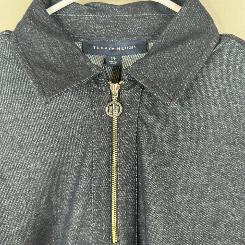 Tommy Hifiger Top Womnes S Blue/Chambray 3/4 Sleeve Quarter Zip Collar NWT - Picture 6 of 9